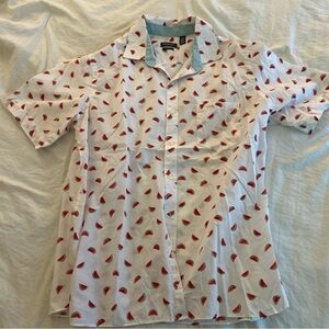 Van Heusen White Shirt with Red Watermelon Print